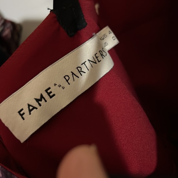 Fame and Partners Maroon Red The Helenium Floral Printed Faux Wrap Dress Size 0 - Picture 5 of 5